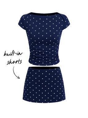 Cider Navy and White Polka Dot Mini Skirt